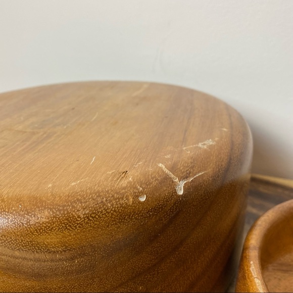 Mid Century Teak Chip & Dip Wood Bowls - Picture 7 of 10